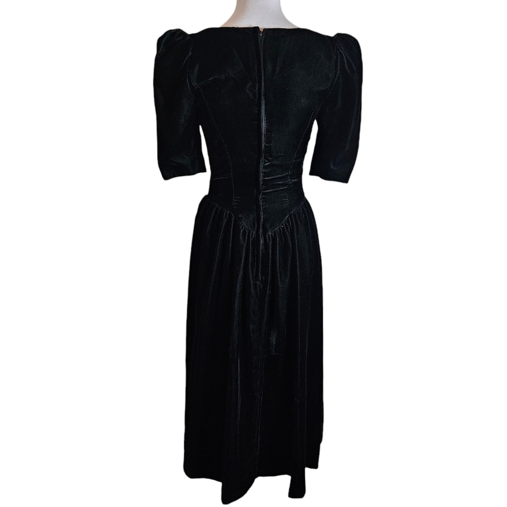 Vintage 80s Gunne Sax By Jessica McClinton Lace Collar Black Velvet Dress Sz 4 ? - Picture 7 of 16
